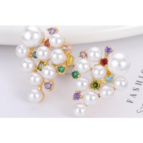 Lovely Design Colored Zircon Pearl Grape Earring For Woman Jewerly Earrings female wedding earrings party wedding jewelry gift
