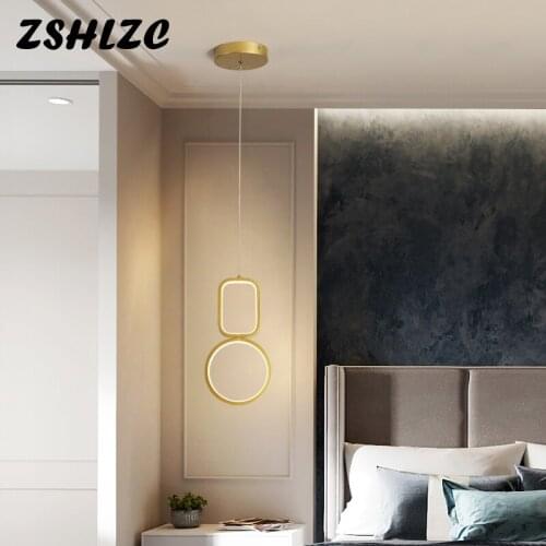 Bedside Lights LED Pendant Light Living Dining Room Kitchen Lustre Hanging Luminaire Gold Black Lighting Pendant Lamps Fixtures