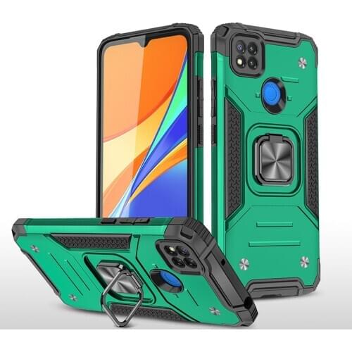 For Redmi 9C NFC Armor Shockproof Case for Xiaomi Redmi 9C 9 C NFC Magnetic Metal Finger Ring Holder Case Cover