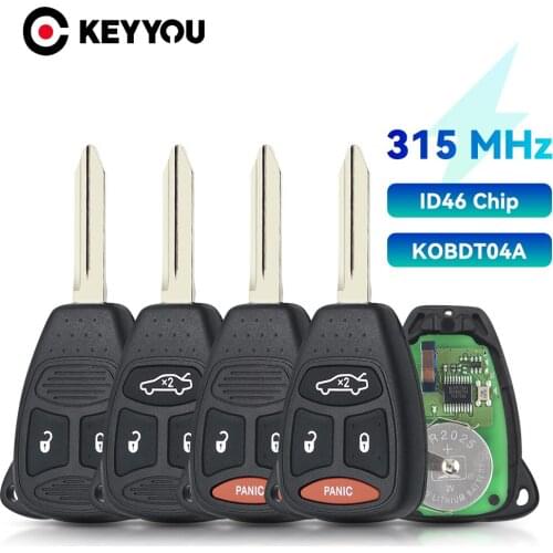 KEYYOU 315mhz KOBDT04A Remote Key For Dodge Chrysler Jeep Dakota Durango Charger 300 Aspen Grand Cherokee Remote key 3/4 Button