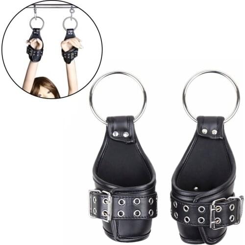 Sex Leather Ankle Wrist Suspension Cuffs Restraint BDSM Bondage Strap Keep Suspended Hanging Handcuffs For Adult Product