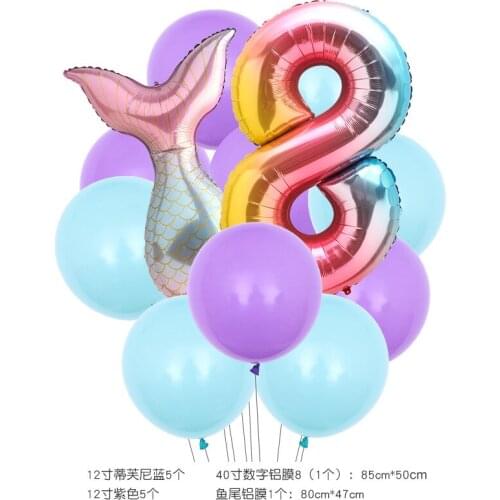Little mermaid party decoration 0-9 number balloons mermaid tail number balloons for girl birthday party baby shower girl balloo