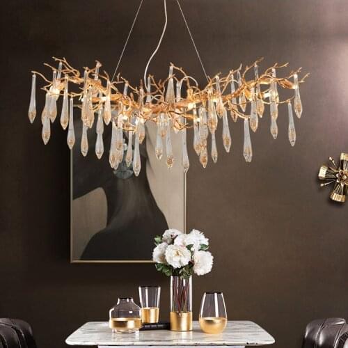 Modern Crystal Chandelier Tree Branches Chandelier LED Crystal Ceiling Lamp Suspended Lamp Lighting Included Lampshade