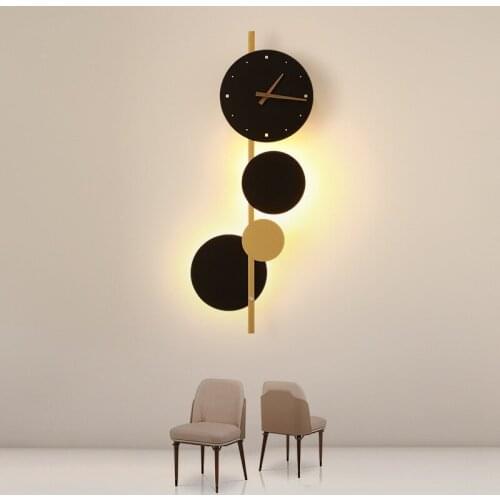 Modern LED Wall Lamps With Creative Clock For Apartment Living Room Bedroom Decor Supplies Indoor Contracted Unique Luminaire