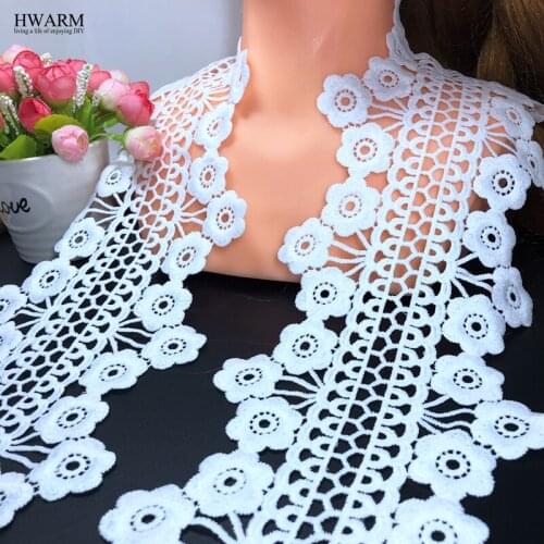 HWARM 5yard 11.7cm New white arts craft sewing fabric lace trim small plum blossom water soluble milk silk curtain decoration