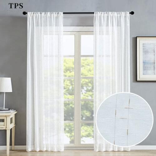 TPS Tulle Sheer Curtains Flax Linen Textured Curtains for Living Room Bedroom Kitchen Panels Window Treatment Home Decor Drapes