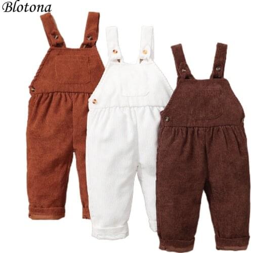 Blotona Baby Girl Boy Romper Corduroy Overalls, Solid Color High Waist Suspender Jumpsuit for Casual Party Street, 1-5Years