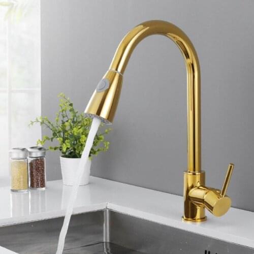 Vidric Newly Arrived Pull Out Kitchen Faucet Gold/Chrome/nickel/black Sink Mixer Tap 360 degree rotation kitchen mixer taps Kitc