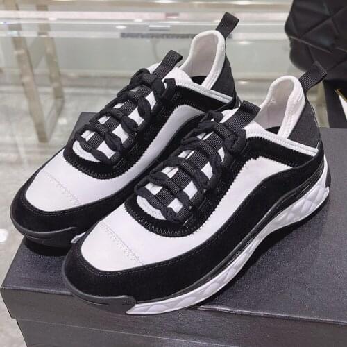 Mixed Color Genuine Leather Sneakers Luxury Brand Wedge Heels Lace Up Women Shoes Designer Flat Causal Sport Shoes For Women