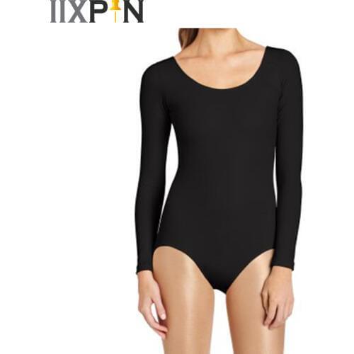 Women Ballet Dance Leotard Long Sleeve Built In Shelf Bra Professional Ballerina Dance Adult Gymnastics Leotard Sport Bodysuit