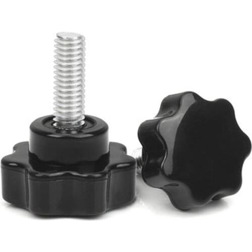 1Pcs M12 Stainless Steel Star type wood Seven Corners Knob Bakelite Plum blossom Torx Hand handle Screw 50mm OD 20mm-50mm L