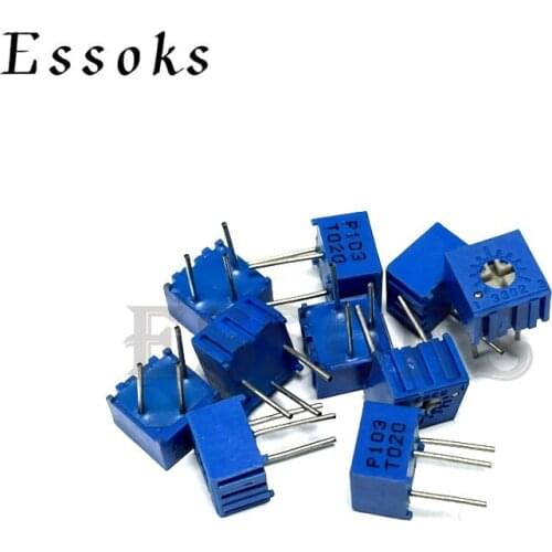 10pcs 3362 3362P 100 200 500 1K 2K 5K 10K 20K 50K 100K 200K 500K 1M ohm P103 102 103 503 104 105 100R 200R 500R Potentiometer