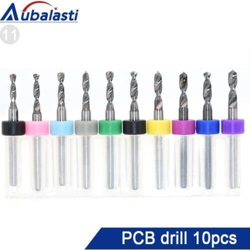 10Pcs PCB drill bits 0.3-1.2mm Tungsten Carbide Micro Mini Drill for CNC Woodworking Tools Drilling Cutters for CNC Mchine