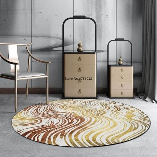 150cm Nordic White Gold Abstract Curve Strip Living Room Bedroom Hanging Basket Chair Round Floor Mat Carpet Customization