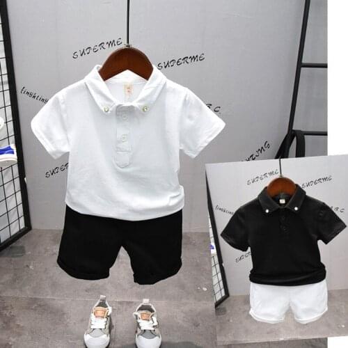 Toddler Boys Sets Casual Lapel Short Sleeve T-shirt Shorts 2pcs Kids Clothing Summer Baby Boy Sportswear Suits 2 3 4 5 6 Years
