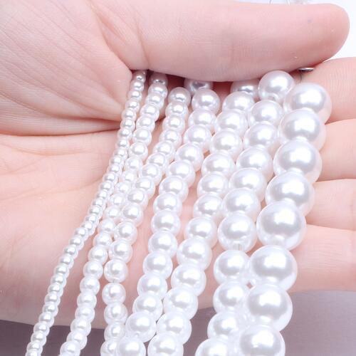 3-20mm High Shine Imitation Pearls For DIY Jewelry White/Ivory Resin Pearl Beads Round Shape With Straight Hole Many Sizes
