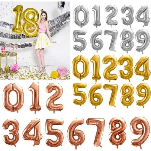 32" Digital Foil Birthday Large Balloons Air Helium Number Balloon Figures Happy Birthday Party Wedding Home Decoration