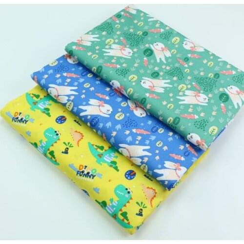 50*160CM Dinosaur Rabbit Printed Cotton Fabric Handmade Sewing Materials Home Textile Kids Quilting Bedding Making All Seasons