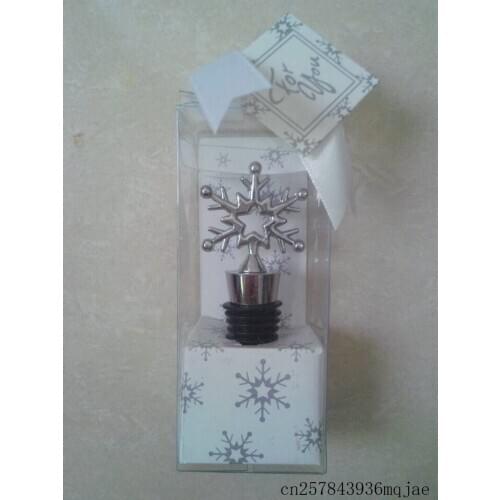 50pcs Snowflake Wine Bottle Stopper Reusable Drink Bottle CoverVacuum Sealed Plug in Gift Boxes Wedding Party Favors