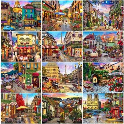 5D DIY Diamond Embroidery Street AB Colorful Diamond Painting Town Landscape New Year Gift Diamond Mosaic City Wall Decorations