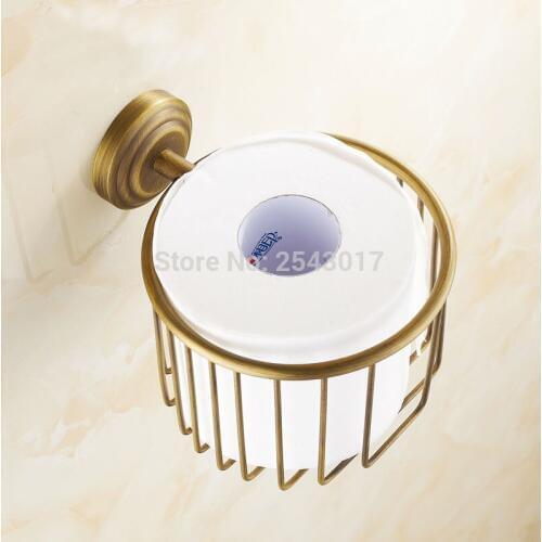 Bathroom Accessories Toilet Roll Paper Holder High Quality Antique Bronze Finish Wall Mounted Copper Brass Shampoo Basket ZR2344