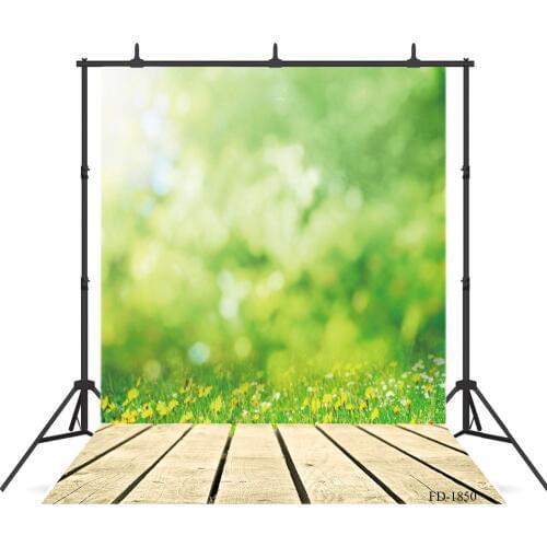 Bokeh Green Grass Wooden Floor Photography Background for Photo Shoot Props Child Portrait Vinyl cloth Backdrop Photocall