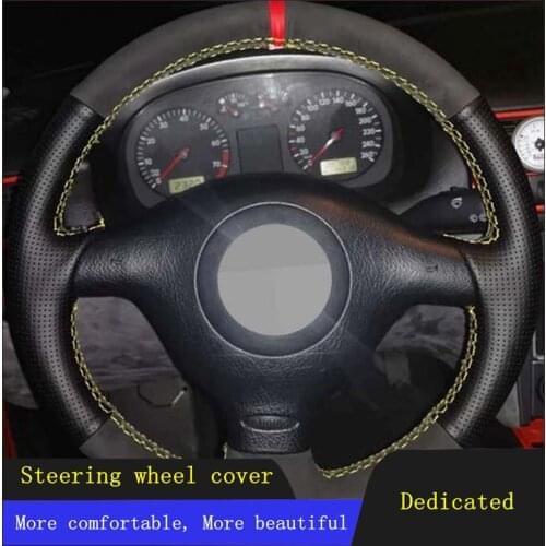 Car Steering Wheel Covers Genuine Leather For Volkswagen VW Golf 4 Mk4 1998-2004 Passat B5 1996-2005 Polo 1999-2002 Seat Leon