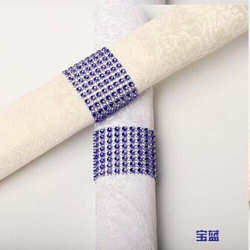 Cheap 100Pcs/Lot Royal Blue Plastic diamond package napkin ring napkin buckle napkin hotel wedding supplies home decoration