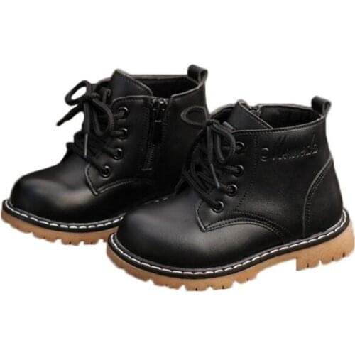 Children Martin Boots 2021 Boys Girls Soft-soled Short Boots Baby Side Zipper Genuine Leather Breathable Boot