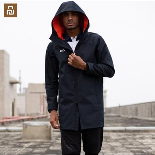 Xiaomi youpin CG long raincoat 50d peach skin encrypted woven fabric outdoor sports hooded windbreaker training suit