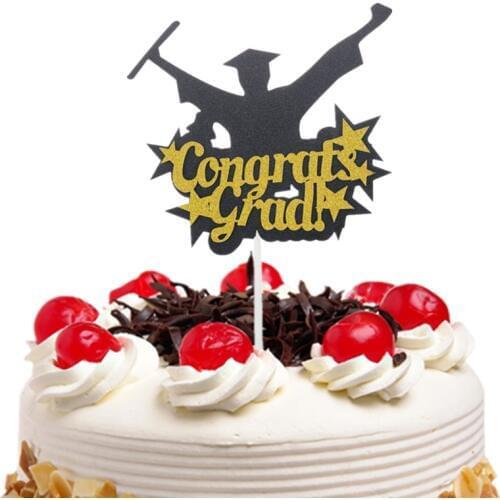 Cake Flags Congrats Grad Cupcake Cake Topper Toppers Kids Birthday Wedding Bridal Cake Wrapper Party Baby Shower Baking DIY Xmas