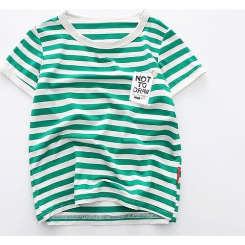 BBD New Children T-Shirt Summer Boys Girls Cotton Short Sleeves Striped Sports Tops Infants 2-8 Year Costume Kids Clothes