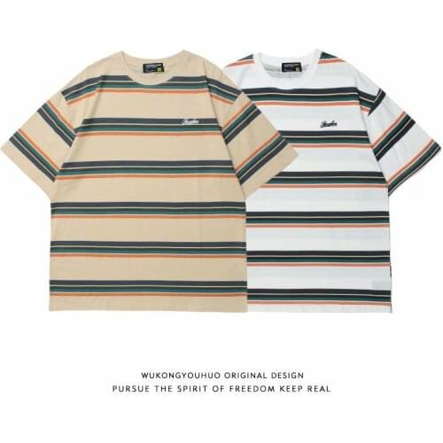 Oversized Summer T Shirt Men Striped Short Sleeve O Neck Japanese Style Retro Vintage Casual Tees Streetwear Couple Clothing