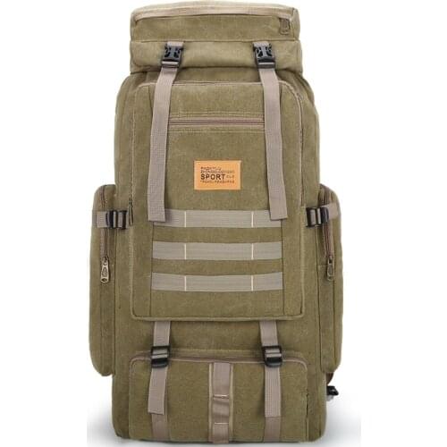 Canvas Backpack 80L Large Capacity Outdoor Travel Backpacks For Women Men Hiking Camping Mountaineering Travel Bag