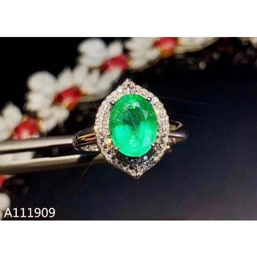 KJJEAXCMY boutique jewelry 925 sterling silver inlaid natural emerald gemstone female ring support detection luxury