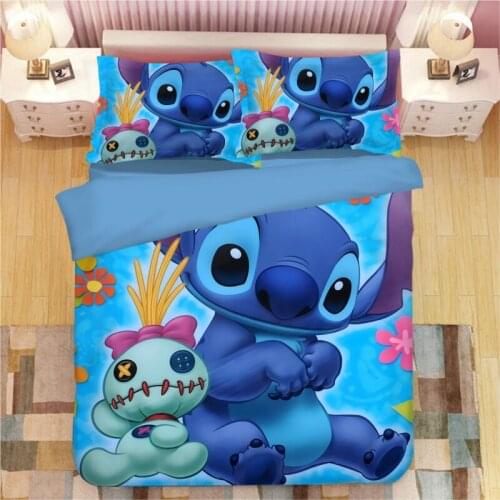 Stitch Bedding Set Cartoon Bedspread Single Twin Full Queen King Size Bedclothes Childrens Boy Bedroom Bed Set