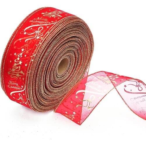 2 Yard Ribbon for new Year Christmas Party Decoration DIY Handcraft Cake Gift Wrapping Bow Decor Silk Ribbons 63 mm JJ150