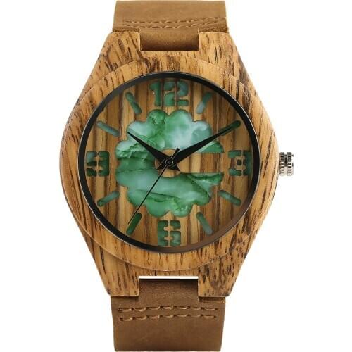 Mens Wristwatch Quartz Wooden Watch Fashionable Design Wooden Watches Leather Band Wooden Wristwatch for Teens