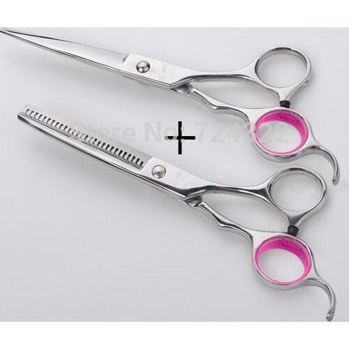 New 6.0 inch 440C steel 6cr13 Hairdressing Scissors set shears kit Barber Cutting & Thinning hair scissors Free Shipping