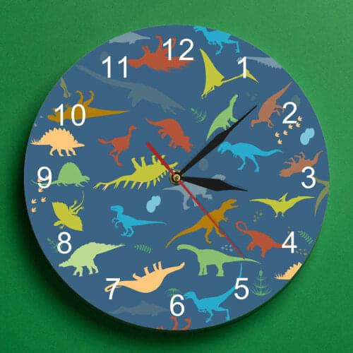 Dinosaur Wall Clock Colorful Dinosaur With Numbers Acrylic Wall Clock Modern Design Kid Boys Room Decor Childrens Gifts
