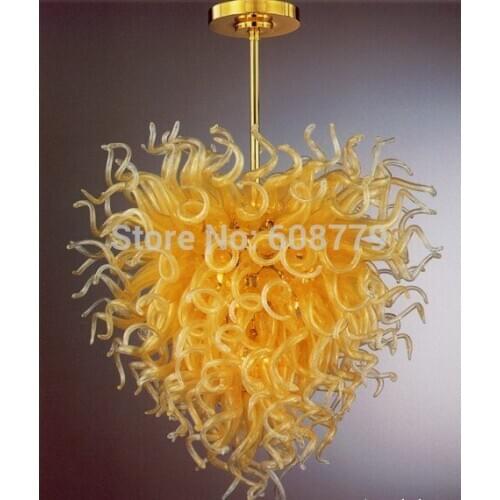 Fancy Heart Shape Italian Murano Square Crystal Chandelier Yellow Ceiling Lamp