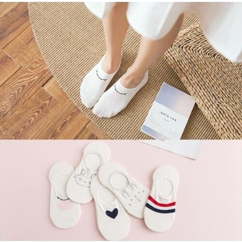 10 pieces = 5 pairs ladies spring summer socks cotton cartoon animals 3-D ears stealth women slipper socks, nice girl socks