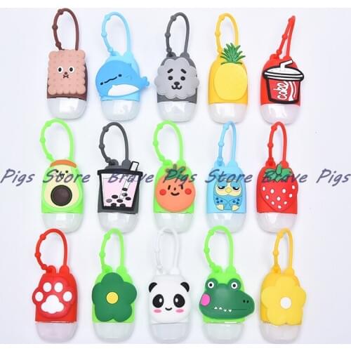 2020 New 15Styles 30ml Funny Cute Carton Hand Sanitizer Shower Lotion Holder Flat Empty Bottle