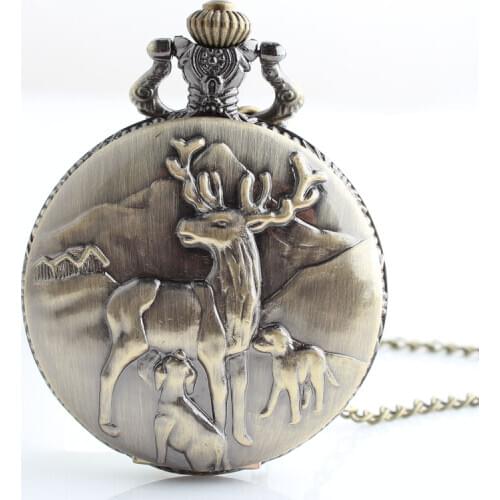 New Arrival Hot Sell Deer Quartz Pocket Watch Pendant Fob Pocket Watch Gift Watches Collection Wholesale