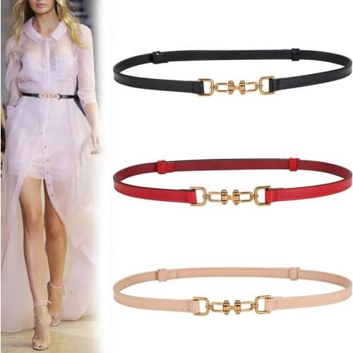 New Simple Design Adjust Thin Cowhide Belt Jean Women Waistband Fashion All Match Pant Dress Belt Genuine Leather Cummerbunds