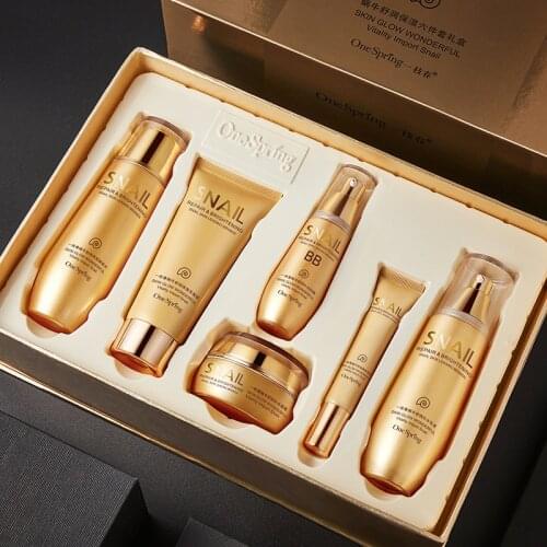 Snail Skin Care Sets Whitening Cream Face Eyes Care Cleanser Toner Lotion Moisturizing Refreshing Facial Korean Skincare Set M