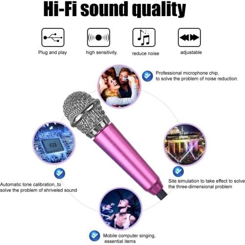 KEBIDU Handheld Mic Portable Mini 3.5mm Stereo Studio Microphone For Cell Phone Laptop PC Desktop Vocal Music Performanc