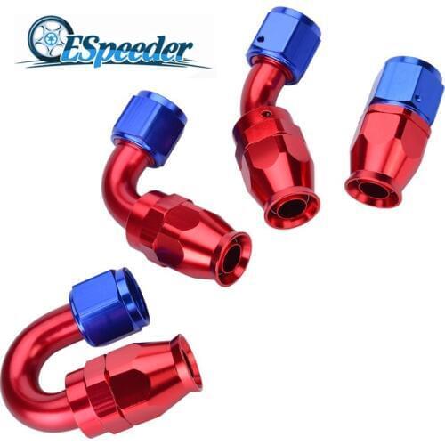 ESPEEDER AN10 Straight 45 90 180Degree Swivel PTFE Hose End Fitting Red and Blue Reusable PTFE Fitting