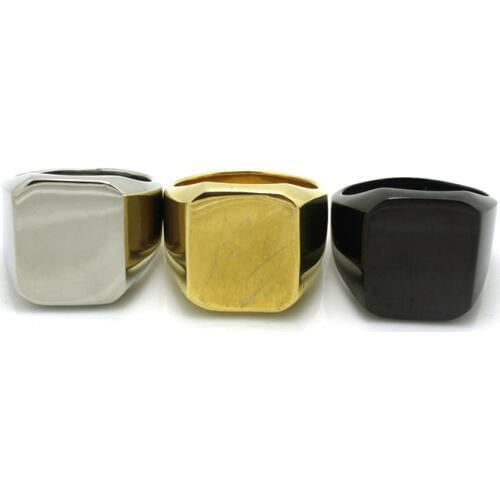 Size 7-15 Newest Fashion Design 316L Stainless Steel Gloden Fashion Black Polishing Pocker Biker Ring