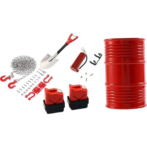 RC Car Decor Fire Extinguisher Set Buckle,Chain Hook Oil Drum Model
